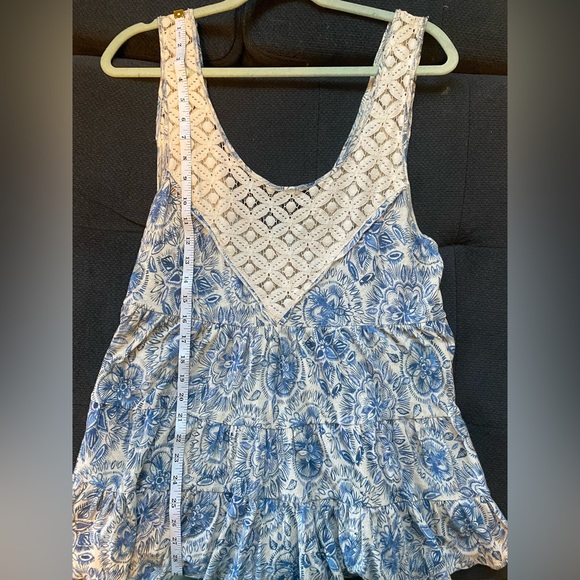 Free People Woven Tank-top. Color- Blue/Beige. Size- Large. - Picture 9 of 11